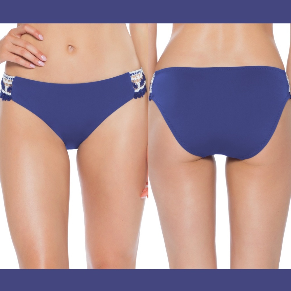 NEW $68 Becca Delilah Scallop Trim Tab‎ Side Hipster Bikini Bottom [ Small ]